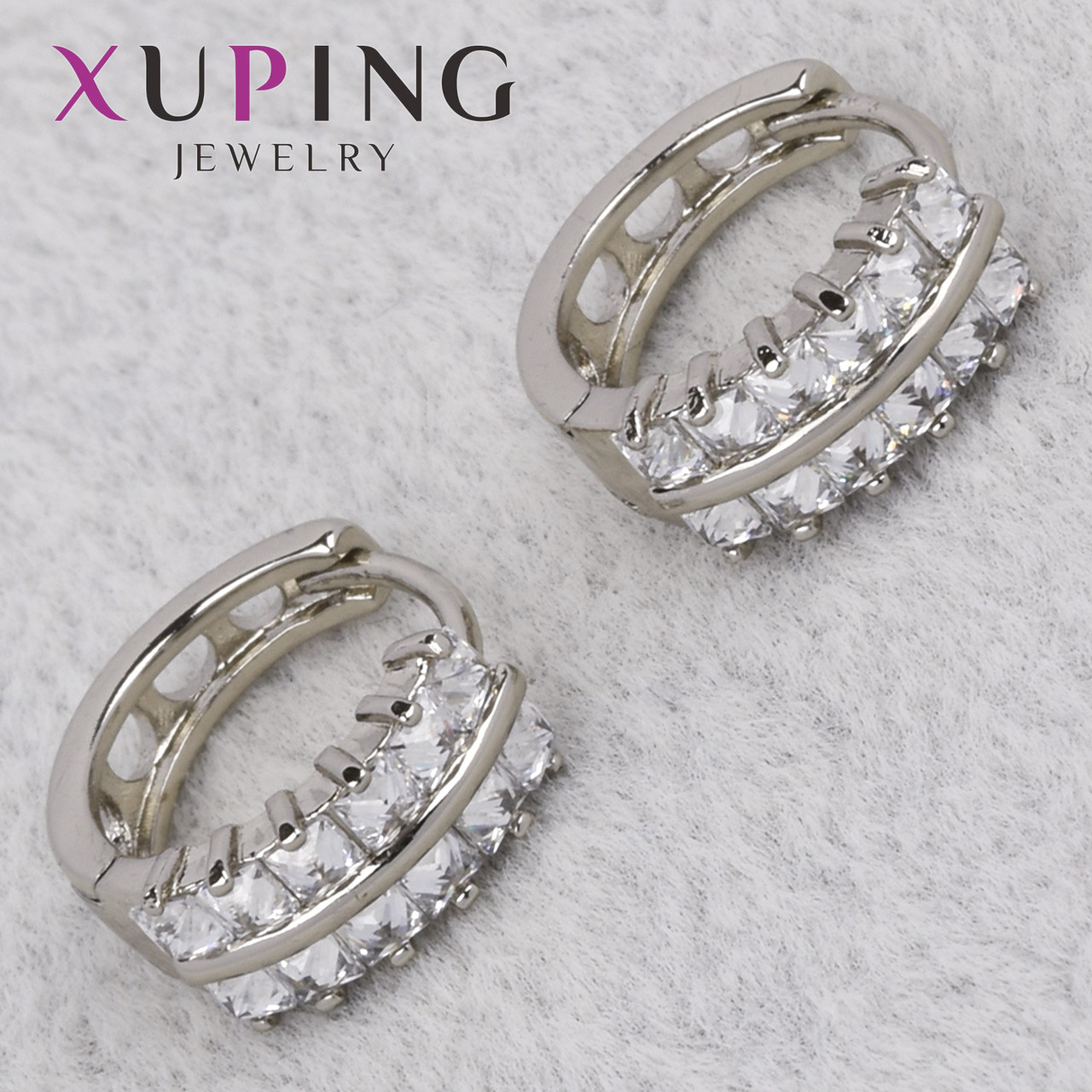 Серёжки женские серебристого цвета Xuping Jewelry 18K кольцо конго с хрустальными сапфирами диаметр 15 мм