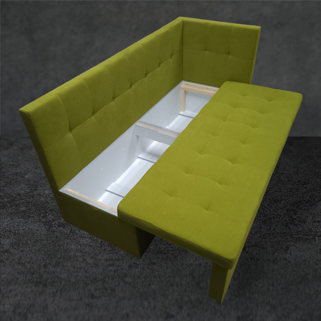 Диван для вузької кімнати з шухлядою + спальним місцем + кутова спинка