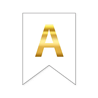 Букви на прапорці для будь яких написів "А" золото на білому