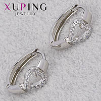 Серёжки женские серебристого цвета Xuping Jewelry 18K кольцо конго сердечки с кристаллами диаметр 15 мм