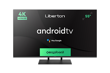 ТЕЛЕВІЗОР LIBERTON LTV-55U01AT LED 55"140см, ANDROID 11, пам'ять 1,5Гб/8Гб, звук 20Вт, DVB-T/C/T2, голосовий пульт, чорний