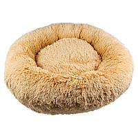 Лежак для тварин Пончик "Пухнастики" 55*55см, колір бежевий