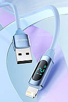 Кабель USB Lightning Toocki 20W 2.6A 1м Белый с дисплеем, быстрая зарядка, передача данных