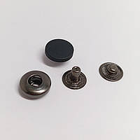 Кнопка для курток гладкая таблетка (нержавеющая сталь) 12 мм Черная резина 100 шт