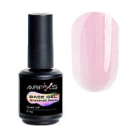 Arpiks Base Gel Shining Rain №02 - камуфлирующая база с 3D блеском (розовый нюд с блеском), 15 г