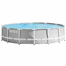 Басейн каркасний Intex 26724 розмір 457x107см, об'єм 14614л (картриджний фільтр-насос, драбина, тент, підкладка), фото 4