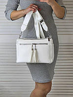 Жіноча сумка кроссбоди невелика красива сумочка через плече біла екошкіра