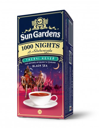 Чай чорний Sun Gardens1000 Nights з малиною, смородиною, пелюстками квітів 25 пакетиків