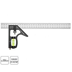 Кутник столярний комбінований з рівнем HOEGERT 300 мм