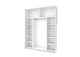 Біла шафа купе 180х60х240. Дводверна шафа купе з дзеркалом G-Caiser Doros Білий / Білий 1 ДСП / 1 Дзеркало, фото 4