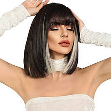 Перука каре чорна-блонд, термоволокно, фото 4