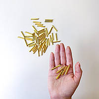 Бусина трубочка 30 мм золото (d4 мм), разделительная бусина для декора, трубочки бижутерные