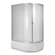 Душова кабіна Sansa S-120-80/40L 120х80х202 см з глибоким піддоном сатин розсувні двері скло Fabric, фото 4