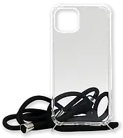 Чохол силіконовий WS Shoulder Strap для iPhone 14 / 13 Transparent/Black