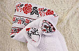 Демісезонний хутряний конверт Тедді на бавовняній підкладці з принтом вишиванка для новонароджених, фото 2