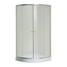 Душова кабіна Sansa S-80/15 new 80х80х194 см з низьким піддоном сатин розсувні двері скло матове, фото 4