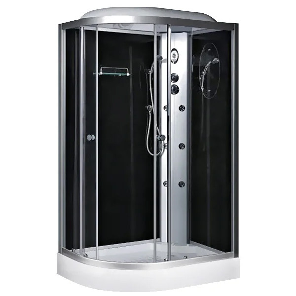 Душовий бокс Fabio TMS-886/15 R з КПУ 120х80х215 см з низьким піддоном сатин асиметричний з гідромасажем