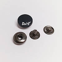 Кнопка для одежды гладкая таблетка (нержавеющая сталь) 15 мм Черная Dasign 100 шт