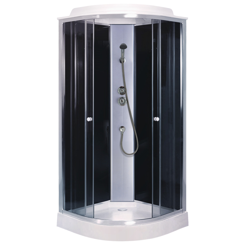 Душовий бокс 6690A/15 100х100х215 см з низьким піддоном сатин тоноване скло розсувні двері