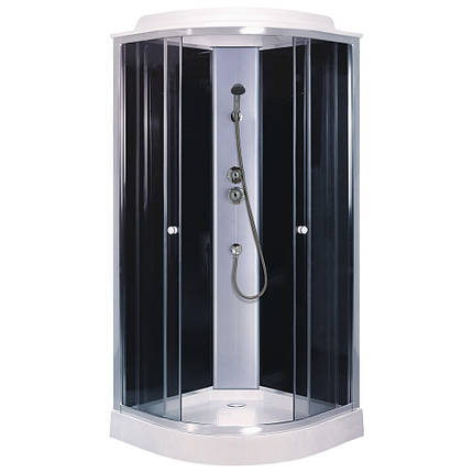 Душовий бокс 6690A/15 100х100х215 см з низьким піддоном сатин тоноване скло розсувні двері, фото 1