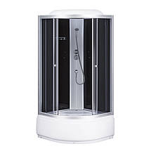 Душовий бокс Sansa 6690A 100х100х215 см із глибоким піддоном сатин скло тоноване розсувні двері, фото 3
