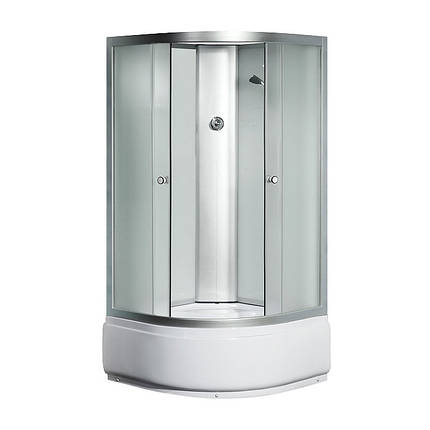 Душовий бокс Sansa 800/40 new 90х90х200 см з глибоким піддоном без даху сатин розсувні двері скло fabric, фото 1