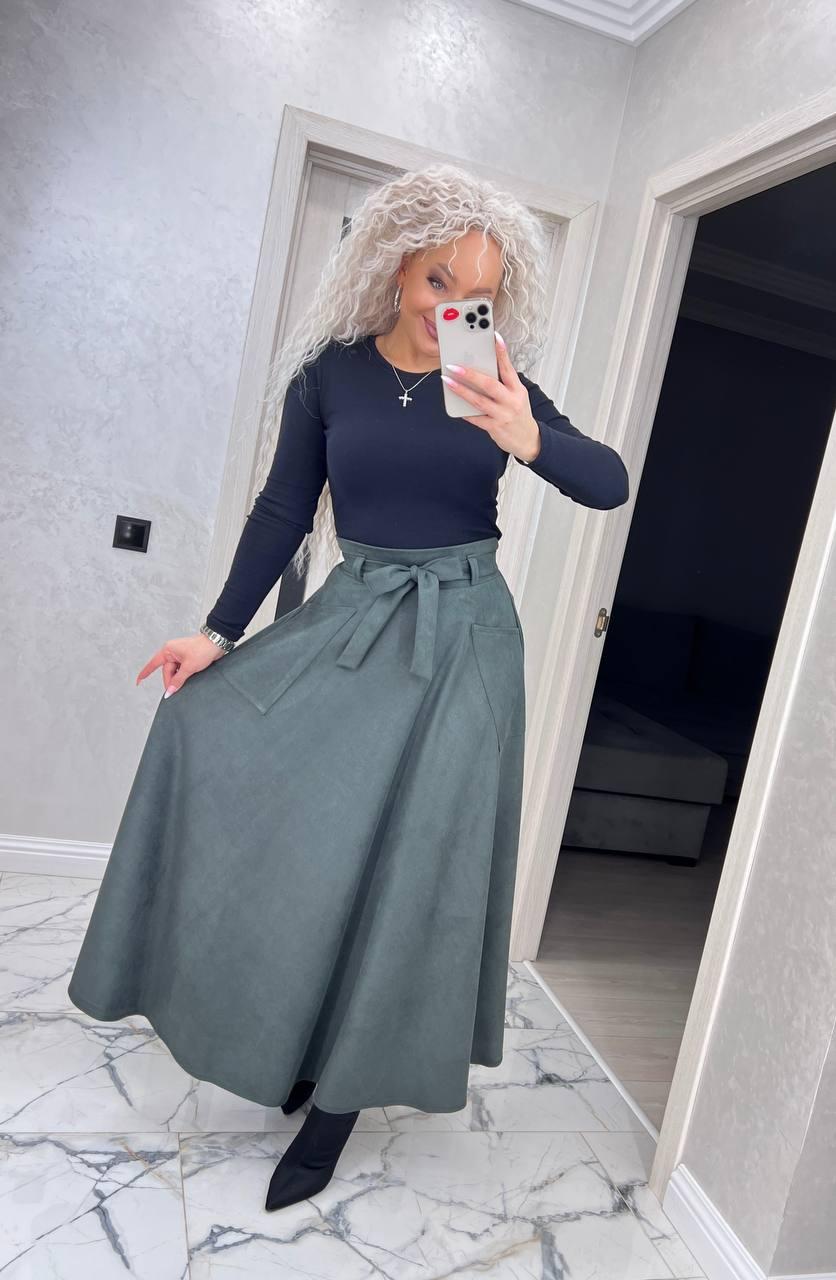 Спідниця замшева максі 3XL