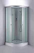 Душовий бокс Sansa 888/15 90х90х215 см з низьким піддоном сатин скло фабрик-білий, фото 3