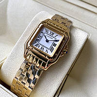 Женские часы Cartier Panthère de Cartier gold mini 22mm наручные кварцевые на стальном золотистом браслете