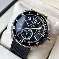 Cartier calibre de Cartier AAA all black мужские механические часы с автоподзаводом на каучуковом ремешке