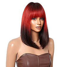 Перука Janetta червоне омбре, натуральне синтетичне волосся, фото 2