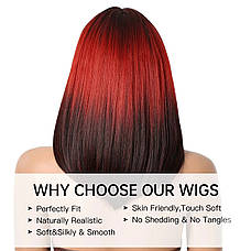 Перука Janetta червоне омбре, натуральне синтетичне волосся, фото 5