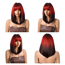 Перука Janetta червоне омбре, натуральне синтетичне волосся, фото 4