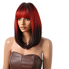 Перука Janetta червоне омбре, натуральне синтетичне волосся, фото 3