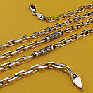 Срібна цепочка чоловіча товста зі вставками Архангел Михаїл і Спаси і Збережи освячена. Якірний ланцюг 60 см, фото 7