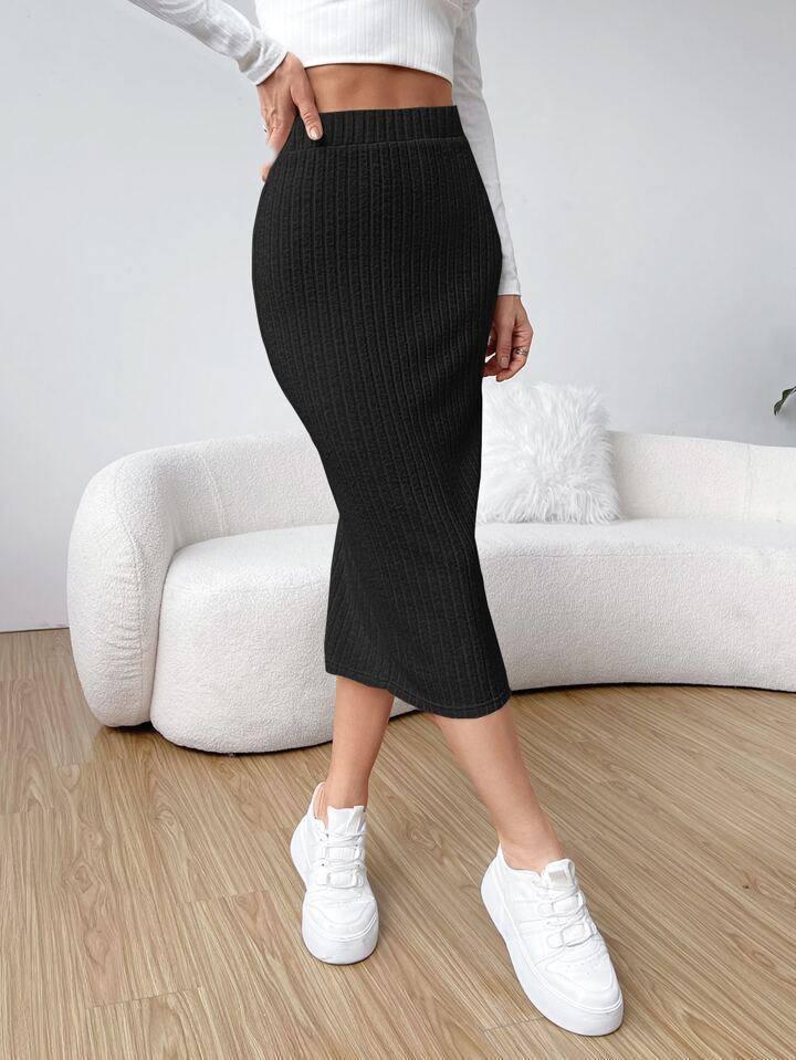 В'язана спідниця олівець завдовжки міді на високій посадці з ангори рубчик (р. 42-46) 211634, фото 1