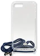 Чохол силіконовий WS Shoulder Strap для iPhone 8 / 7 Plus Transparent/Blue