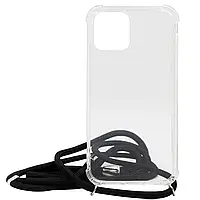 Чохол силіконовий WS Shoulder Strap для iPhone 12 Pro Max Transparent/Black