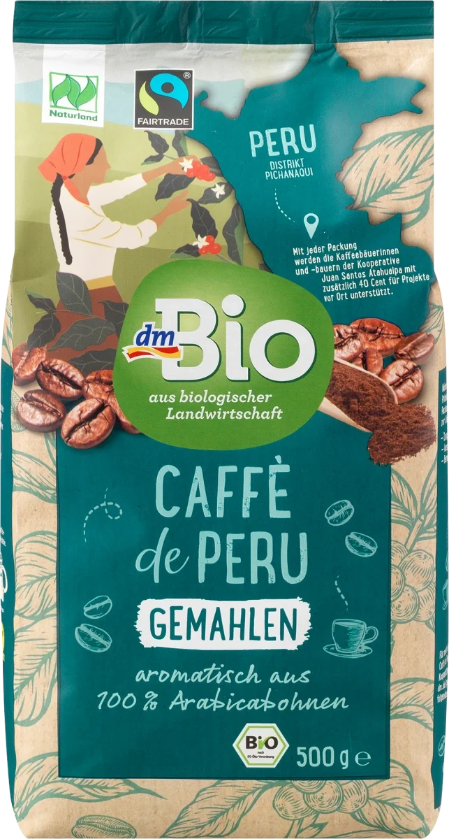 Органічна мелена кава dm Bio Caffee de Peru, 500 гр