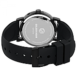 Красивий кварцовий модний чорний жіночий годинник з каучуковим ремінцем, фото 2