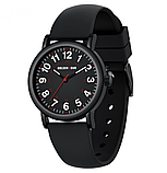 Красивий кварцовий модний чорний жіночий годинник з каучуковим ремінцем, фото 4