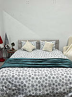 Комплект постільної білизни 2- спальний фланель Ecotton Снiжинка на бiлому