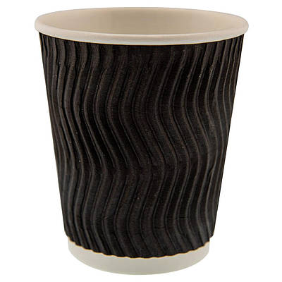 Гофрований стакан 180мл чорний (30шт)