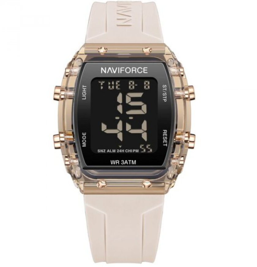 Годинник бежевий кварцовий з прямокутним циферблатом з каучуковим ремінцем, фото 1