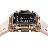 Годинник бежевий кварцовий з прямокутним циферблатом з каучуковим ремінцем, фото 2