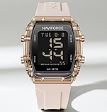 Годинник бежевий кварцовий з прямокутним циферблатом з каучуковим ремінцем, фото 8