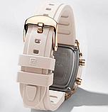 Годинник бежевий кварцовий з прямокутним циферблатом з каучуковим ремінцем, фото 10