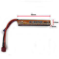 Акумулятор Li-Po 7.4V 1300mah - stick 20-40C моноблок Т-конектор (VBPower) (для страйкболу), фото 4