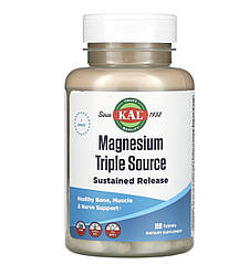 Магній, Magnesium Triple Source SR, KAL, 500 мг, 100 таблеток