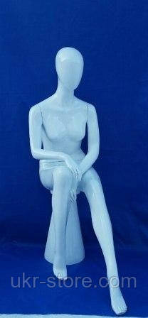 Манекен женский лакированный белый сидячий - фото 1 - id-p18790723